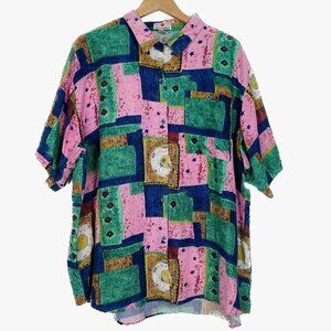 Mens Vintage Stunt Collections Boho Silk Top Size 24 XL/XXL